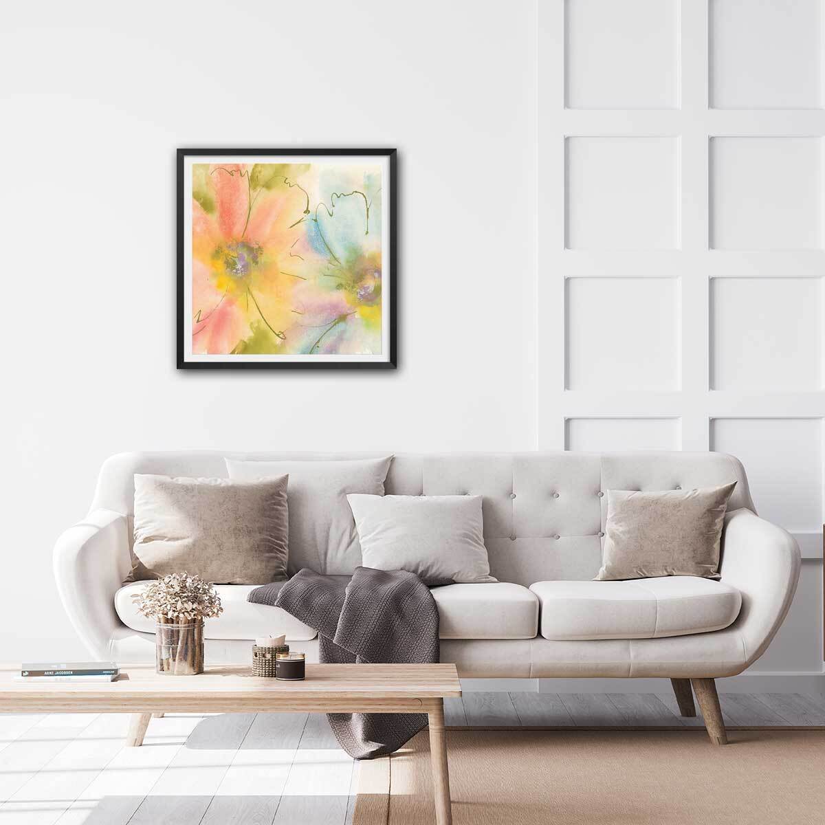 Poster pastel flower Affiche sous cadre noir