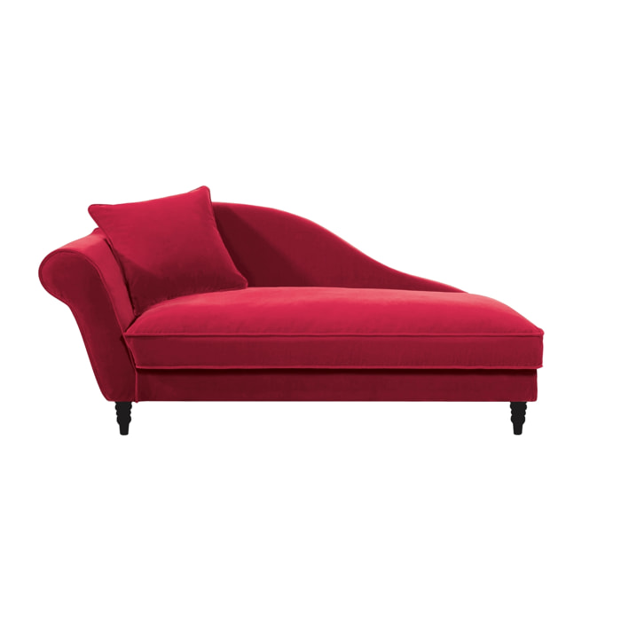 Méridienne droite ALBA 195 cm velours Rouge - 100% déhoussable - Fab. France