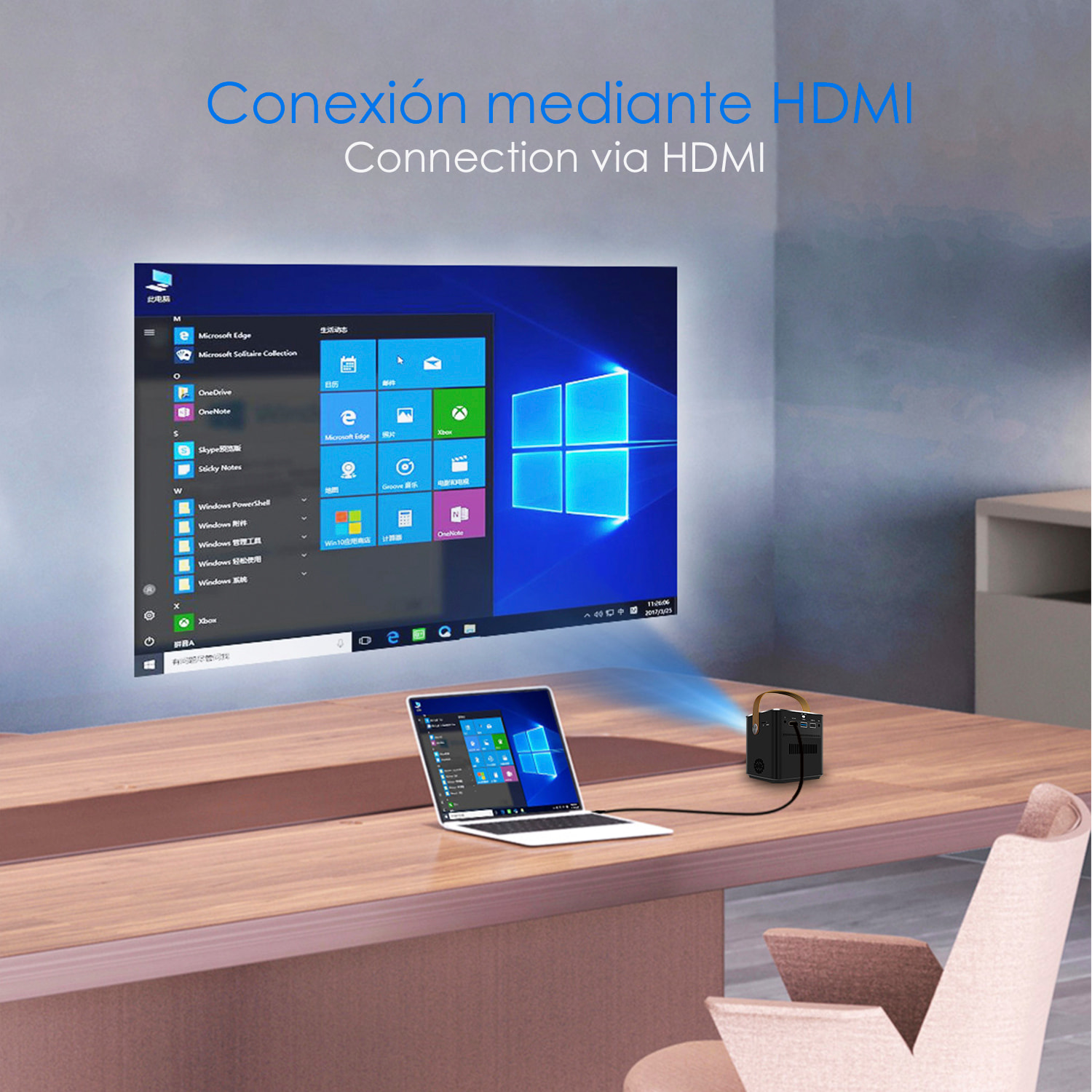 Mini videoproiettore portatile LED P12, DLP. FullHD1080P. Android 9.0, Wi-Fi. Clonazione schermo. Batteria ricaricabile. Netflix, YouTube, ecc.