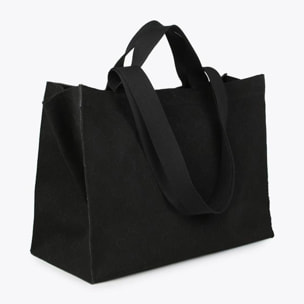 Borsa shopper media con tessuto monogramma