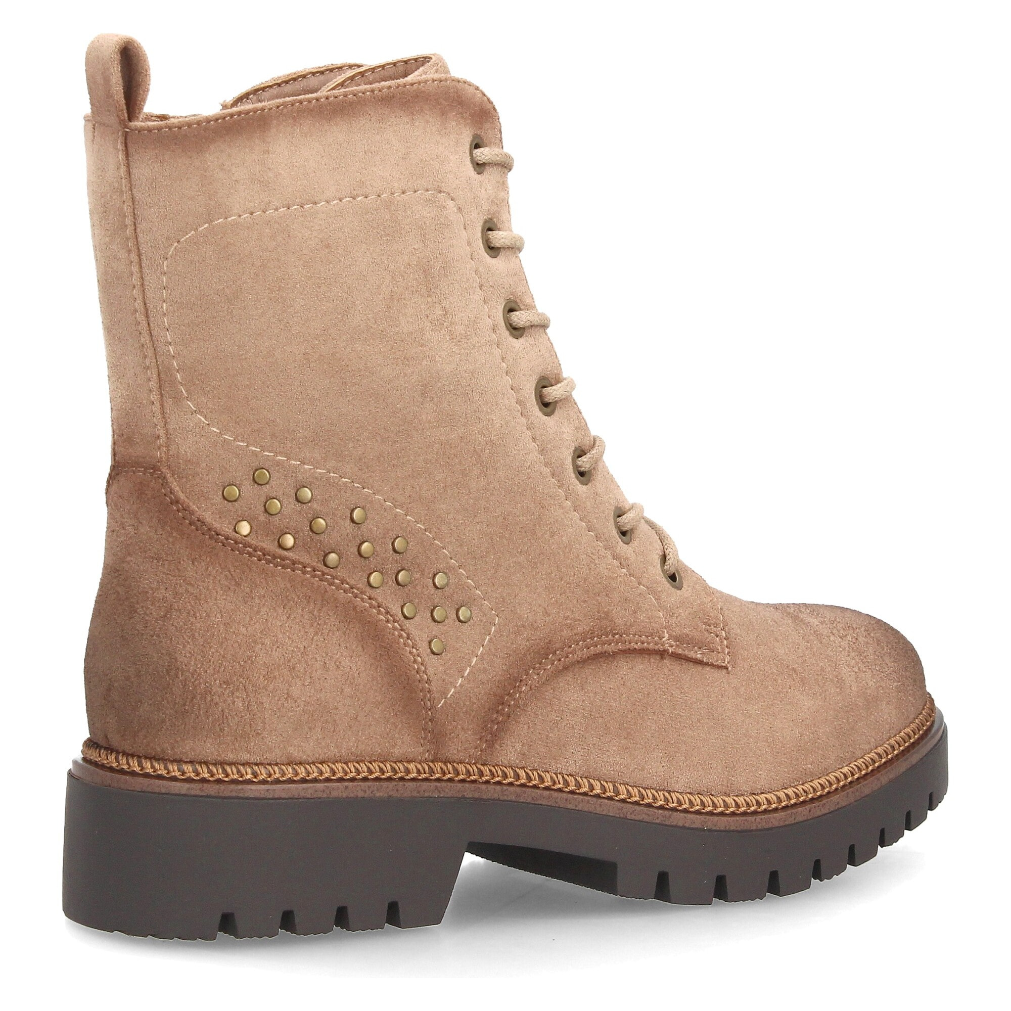 Botines militares con cordones y tachuelas para mujer