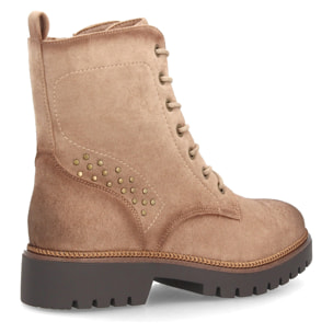 Botines militares con cordones y tachuelas para mujer