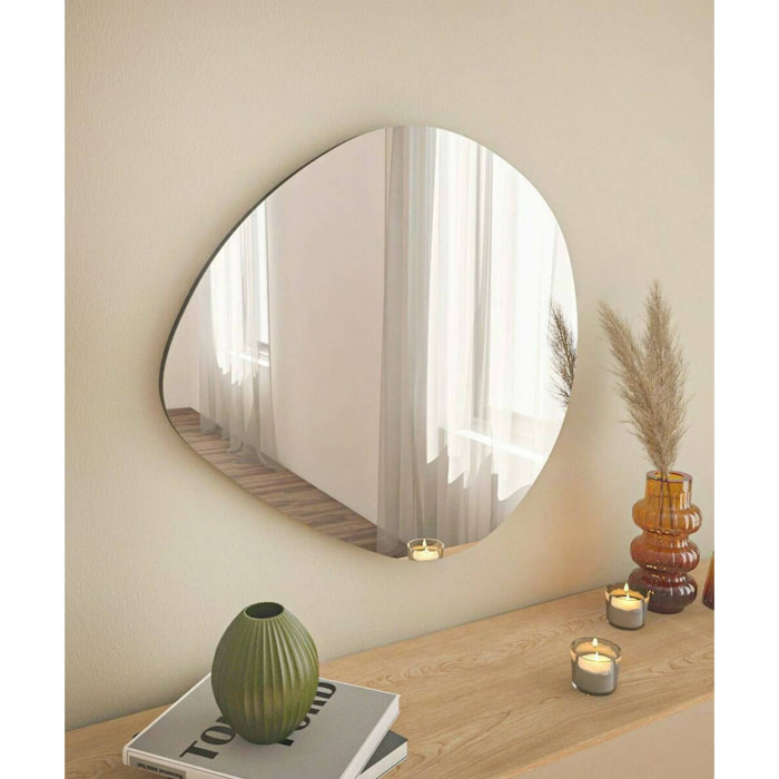 Specchio Eusebia, Specchiera, Articolo d'arredo a muro, Decorazione con specchio, 60x2h60 cm, Nero
