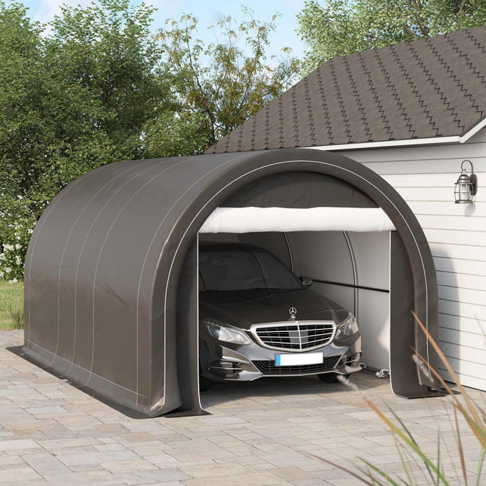 Tente garage carport dim. 5L x 3l x 2,4H m acier galvanisé robuste PE haute densité 190 g/m² imperméable anti-UV gris