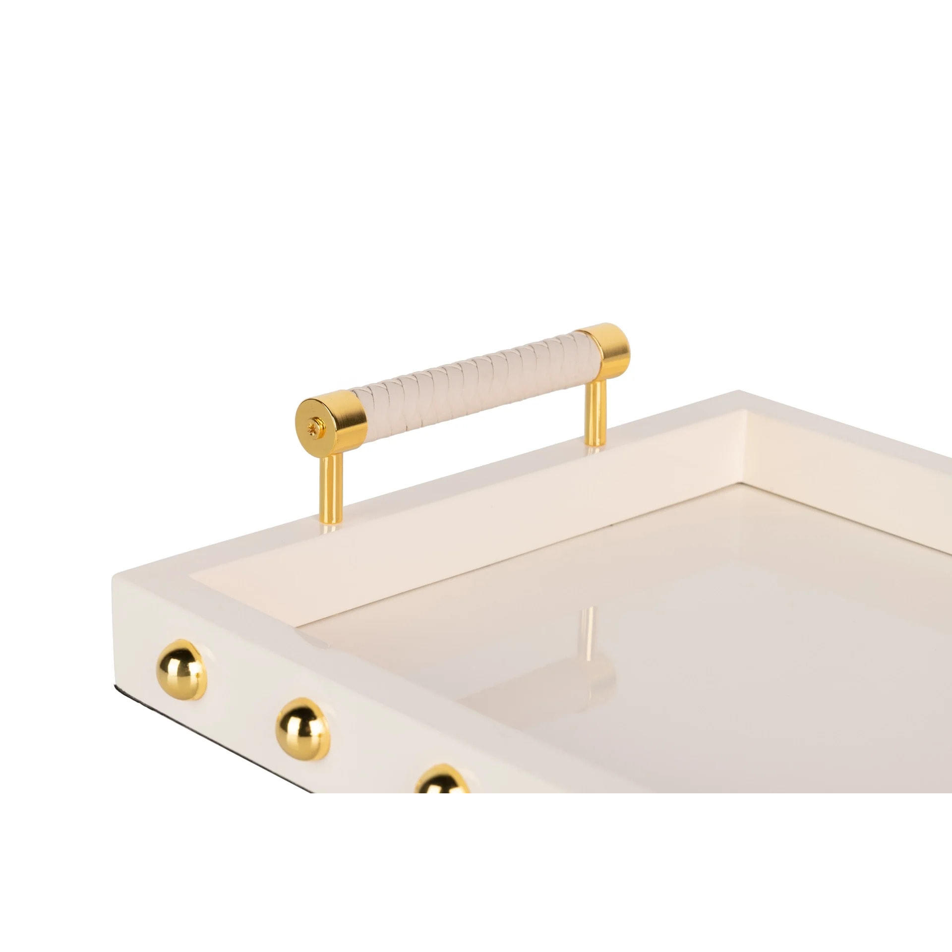 Bandeja Mdf / Acero Inox Beige 45x31x9 Cm