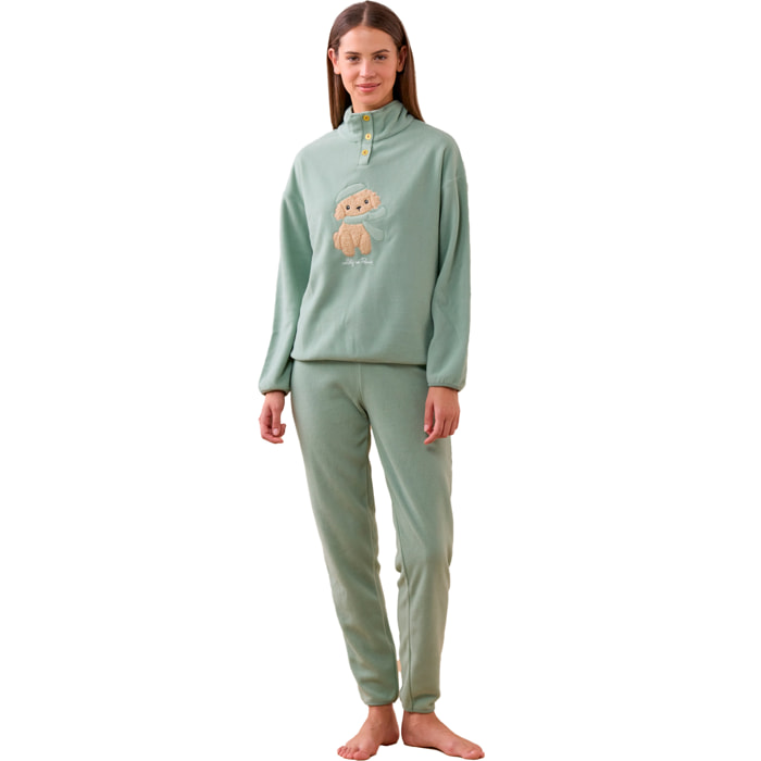 Pigiama donna lily in paris in pile con collo tre bottoni Noidinotte