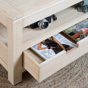 Table basse avec plateau relevable Jil -bois massif, panneau de mdf et placage naturel-couleur naturel 110 x 45 x 60 cm