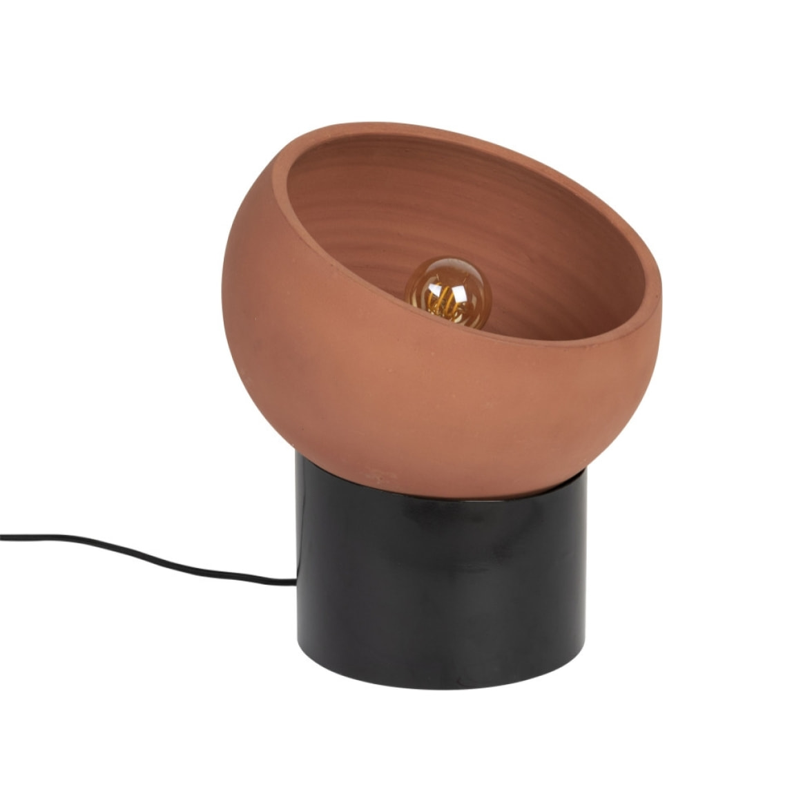 Zahra - Lampe à poser ronde en terre cuite ø29cm : Couleur - Terracotta.