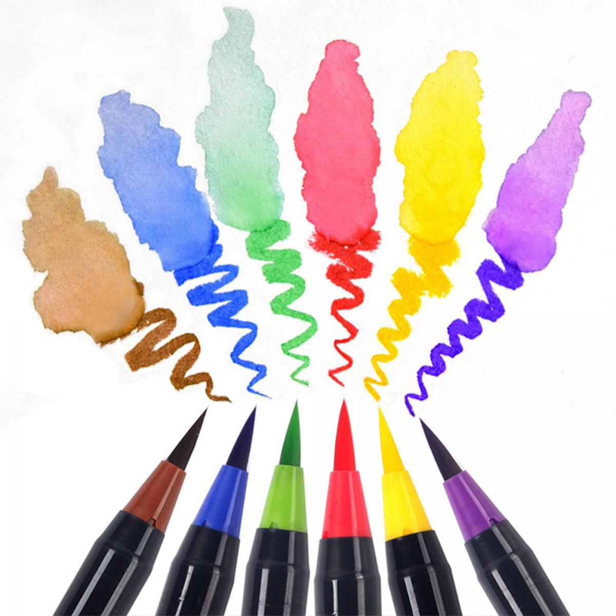 Set de 24+1 Rotuladores con punta de pincel acuarelables con pincel mezclador de agua. Pinceles premium de nylon flexible para Manga, dibujos y caligrafía.