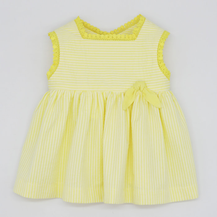 VESTIDO RAYAS AMARILLAS ESCOTE CUADRADO