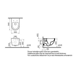 WC suspendu sans bride VITRA Sento taupe mat + abattant