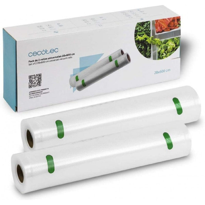 Cecotec 04072 Rollos Gofrados Set de 2 Rollos Grandes 28 x 600 cm Superficie Gof