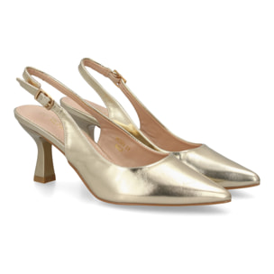 Zapato salón destalonado para mujer con tacón y punta fina