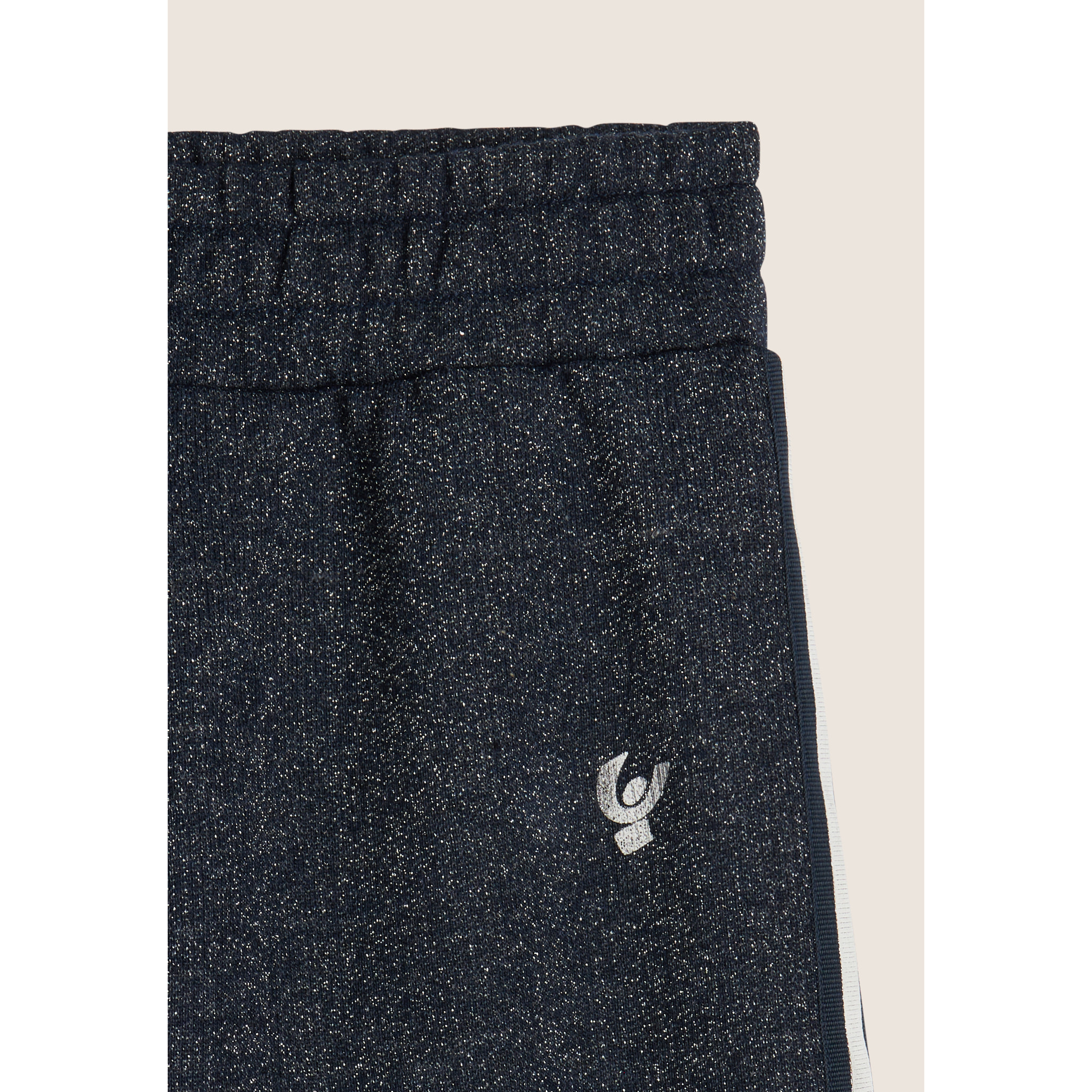 Pantaloni da bambina in cotone e lurex con gamba dritta