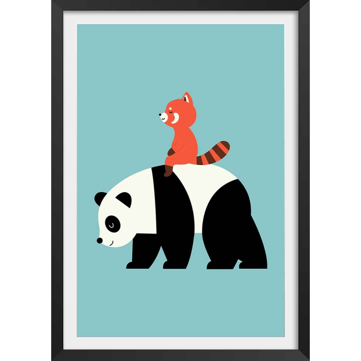 Affiche enfant panda walk  Affiche + cadre en bois - Noir