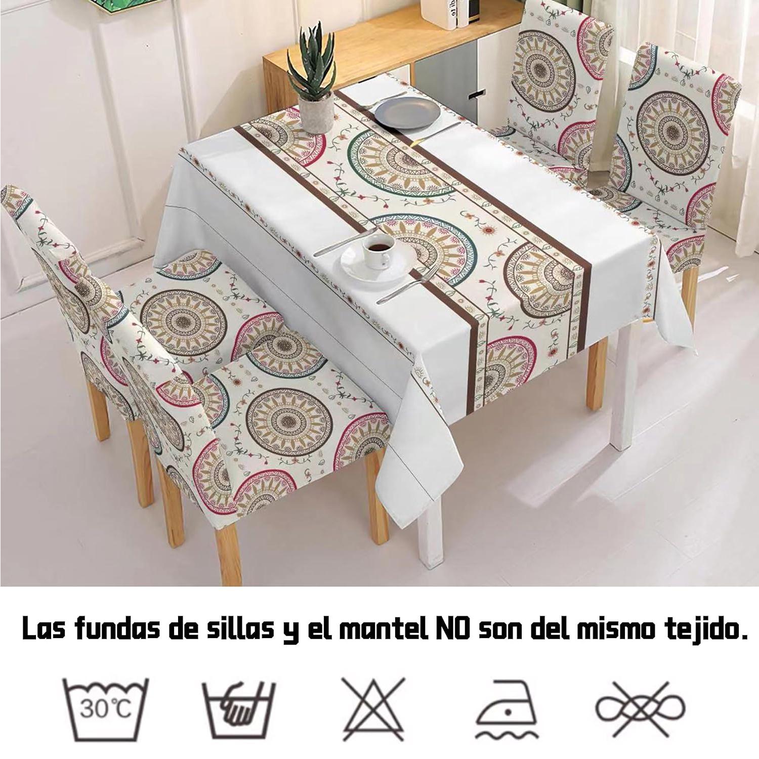 DAM Mantel impermeable de 140x220cm y 6 fundas de silla. 220x140x1 Cm. Color: Multicolor