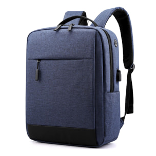 DAM Mochila multi compartimento porta Laptop 15,6''. Alta resistencia. Toma USB externa, salida de auriculares. 30x12x40 Cm. Color: Azul