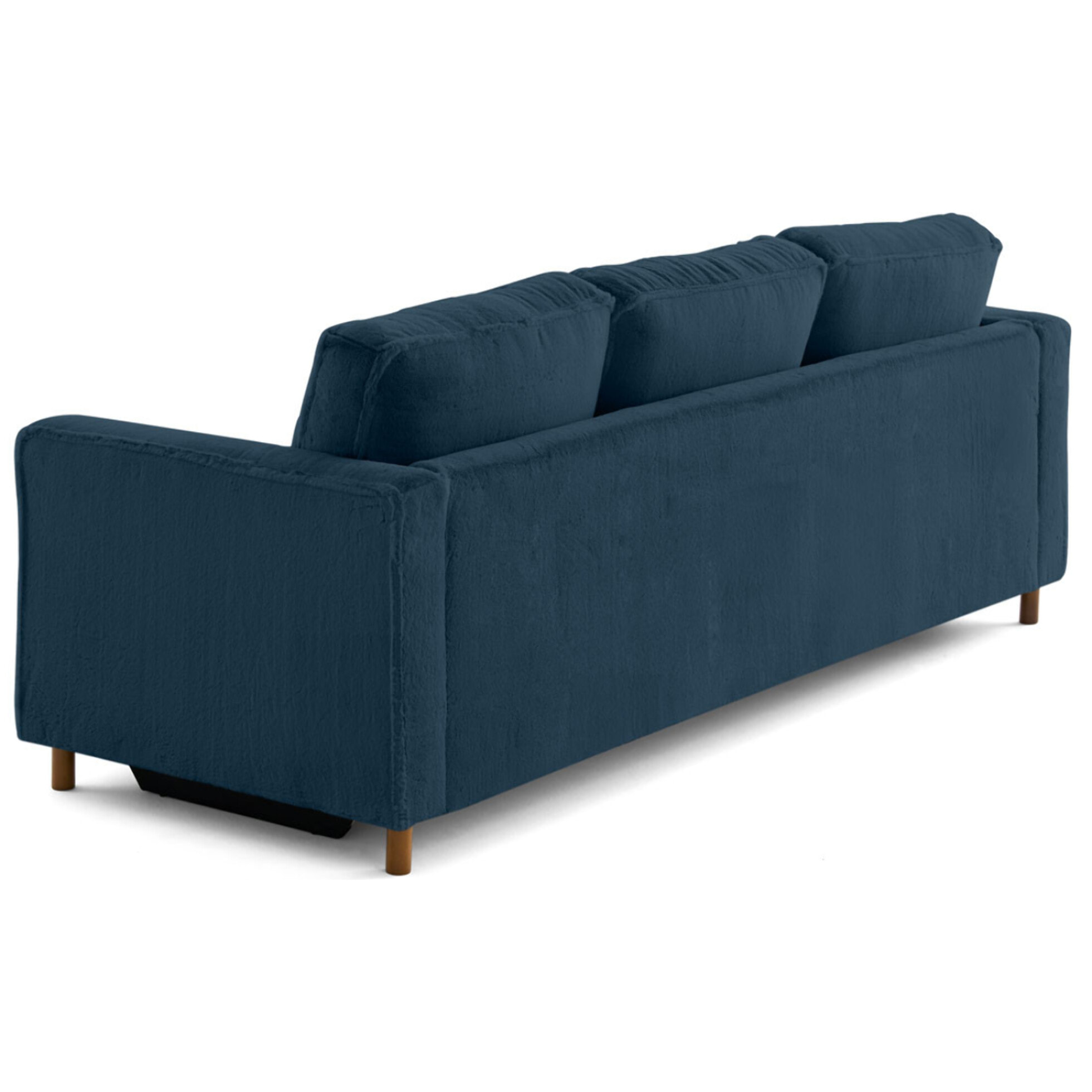 Jake - canapé droit 3 places convertible en fausse fourrure - Bleu