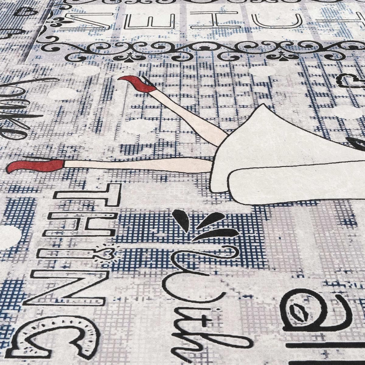 Tapis de cuisine, motif texte kilim tissé, lavable en machine