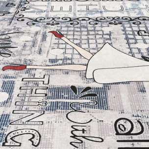Tapis de cuisine, motif texte kilim tissé, lavable en machine