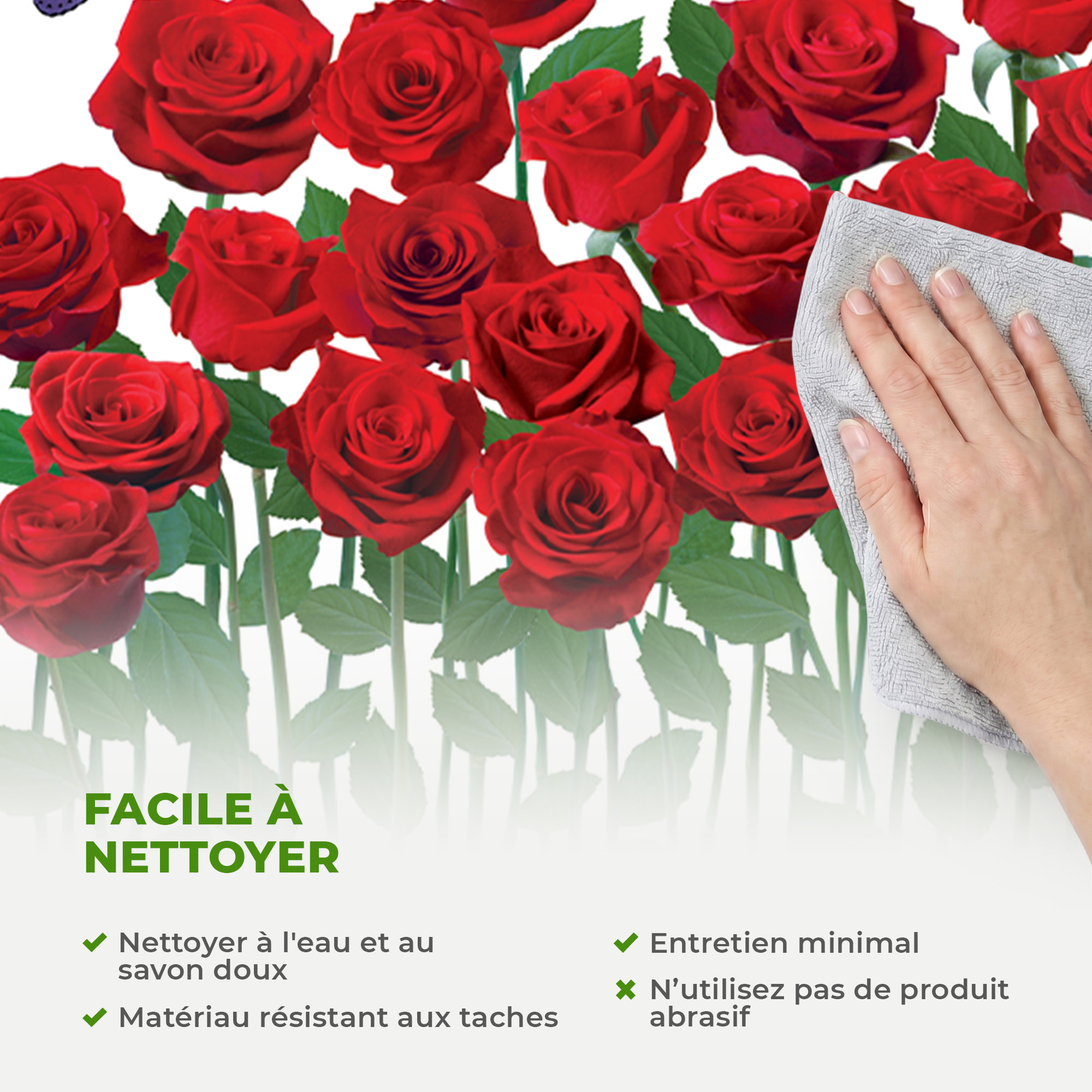 Stickers Muraux décoration adhésifs Jardin de roses rouges