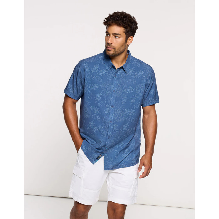 Camisa Manga Corta Azul Marino - Pineapplelines