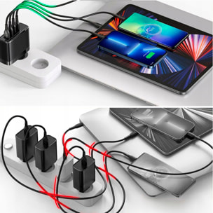 Cargador USB con salida PD100W + PD30 + doble QC3.0 18W. Enchufe US/EU.