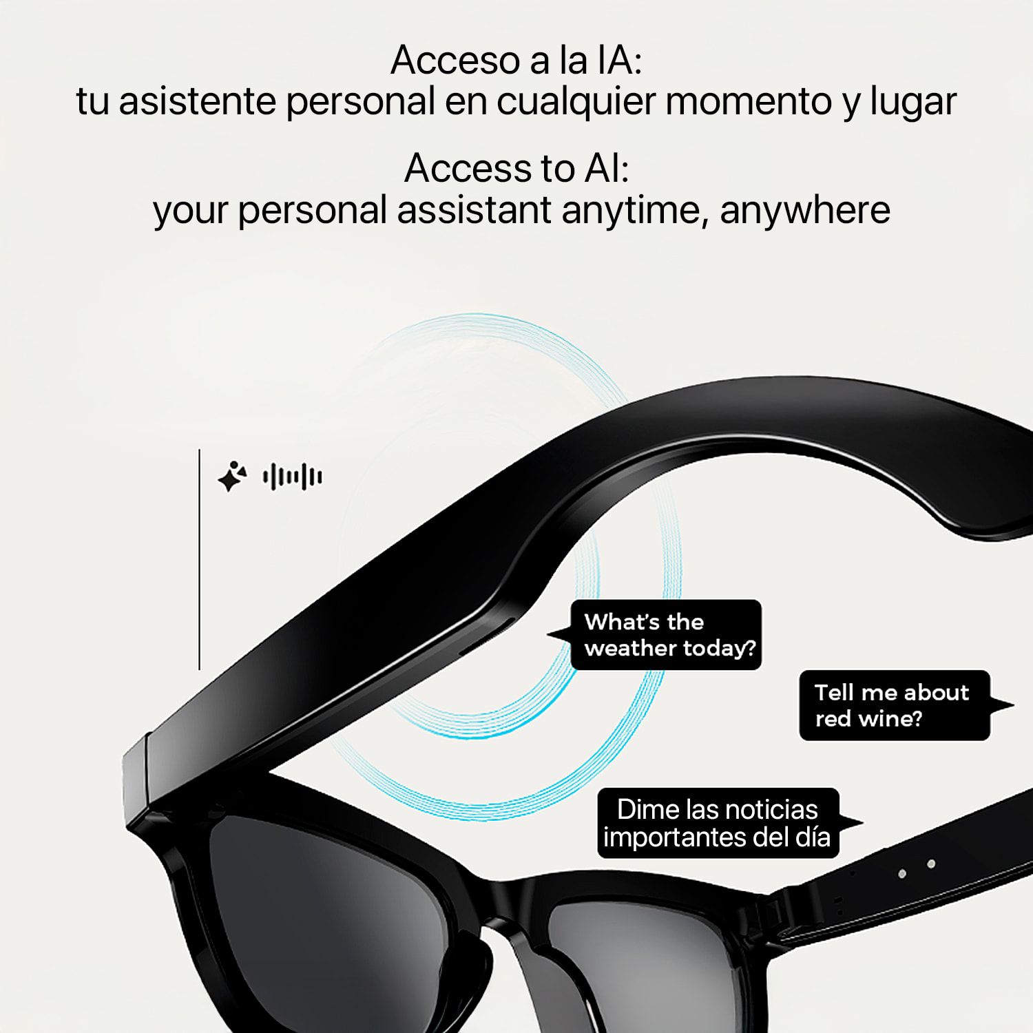 Gafas inteligentes M01, cámara integrada, control de música, inteligencia artificial, traducción de idiomas en tiempo real.