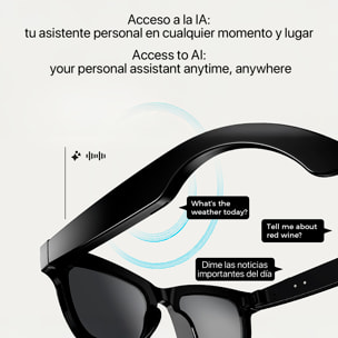 Gafas inteligentes M01, cámara integrada, control de música, inteligencia artificial, traducción de idiomas en tiempo real.
