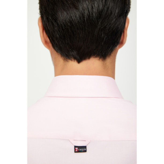 Camicia Uomo 1 Bottone Button Down Slim Oxford Unito Rosa