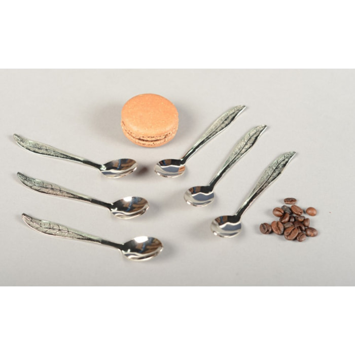 Cuillères feuilles argentées - lot de 6