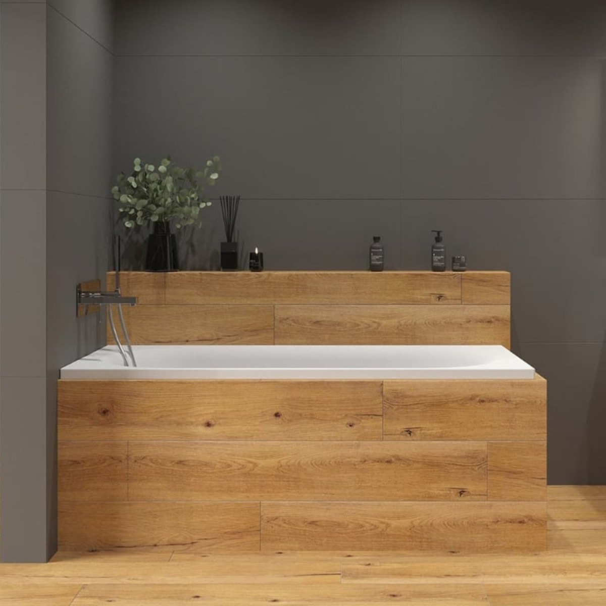 Project 170x70x45 cm baignoire rectangulaire 204 L en acrylique coulé, sans pieds, sans vidage, sans siphon, blanc (SATVAPRO170)