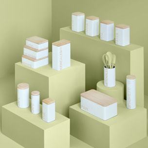 Boîte à café capsules métal "Scandinave Nature" blanc