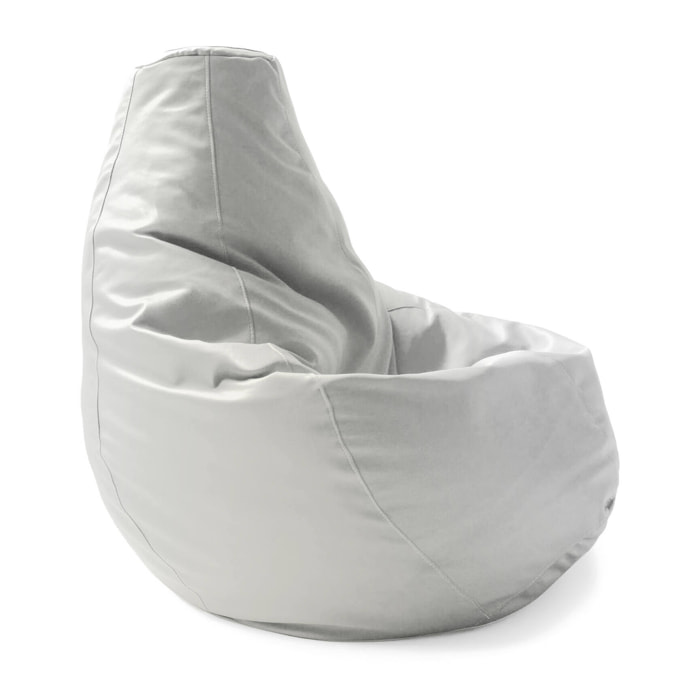 Pouf Asino, Pouf a sacco, Poltrona a sacco in ecopelle, 100% Made in Italy, 70x70h110 cm, Bianco