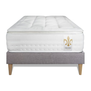 Ensemble Matelas Vingt-Huit - 28cm - Ressorts ensachés et mémoire de forme - Soutien point par point - Sommier Tapissier Gris