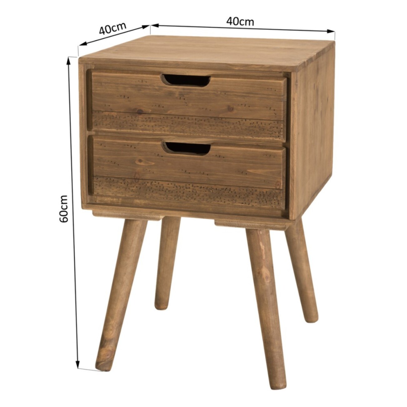 ANDY - Chevet scandi bois marron 2 tiroirs Sapin