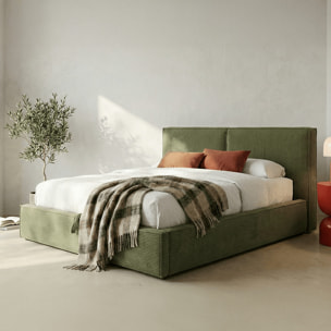 Lit coffre avec tête de lit en velours côtelé - ARNO