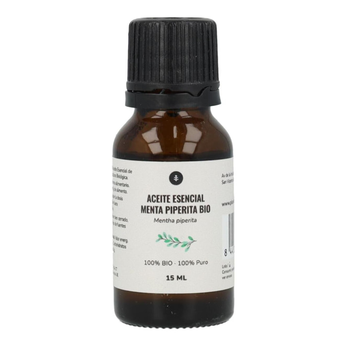 PLANETA HUERTO | Aceite Esencial de Menta Piperita Bio 15 ml - Refrescante y Estimulante Natural para Sistema Digestivo, Nervioso y Muscular