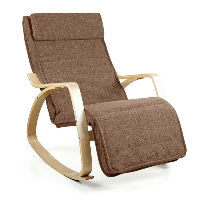 Poltrona dondolo bouclè marrone da interno - Amor