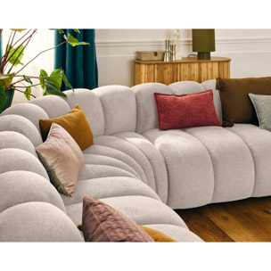 Debbie - canapé modulable d'angle droit 5 places en tissu texturé - Beige