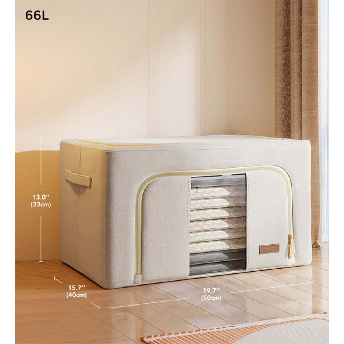 Set super de 3 cajas de almacenamiento de ropa, 24 + 66 + 100 l, plegable, en material textil