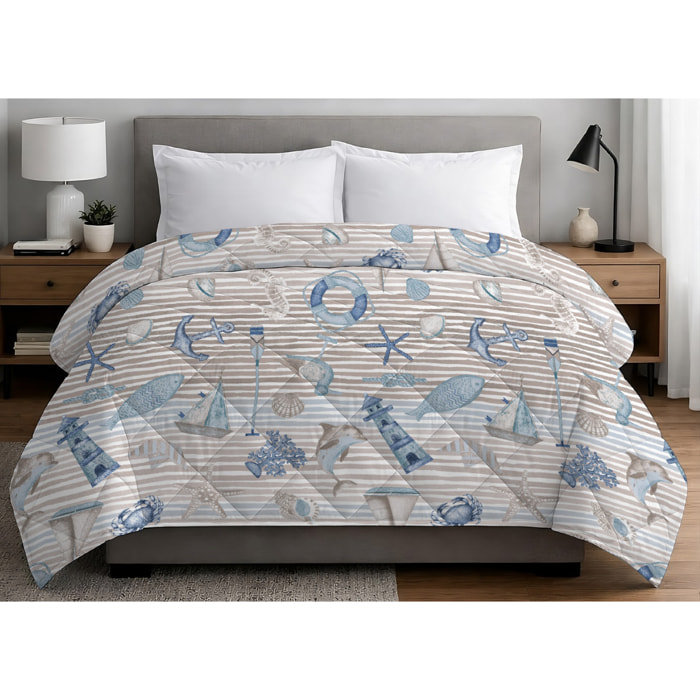 Trapuntino Estivo Leggero 100gr Ideale Primavera/ Estate Disegno Mare Beige