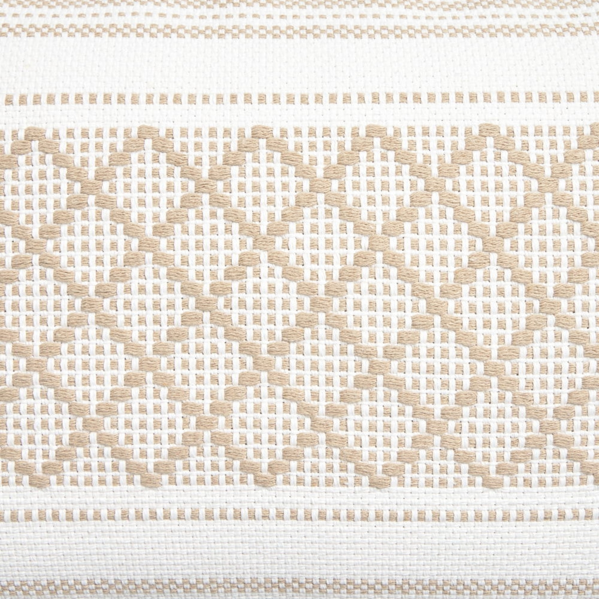 Funda de cojín tejido rombos con borlas Diami color marron beige Algodón y poliéster