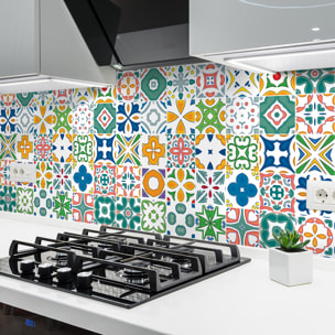 Stickers muraux - Sticker Mural Carrelage adhésif Cuisine Salle de Bain - 24 STICKERS CARREAUX DE CIMENT AZULEJOS SIDONIA