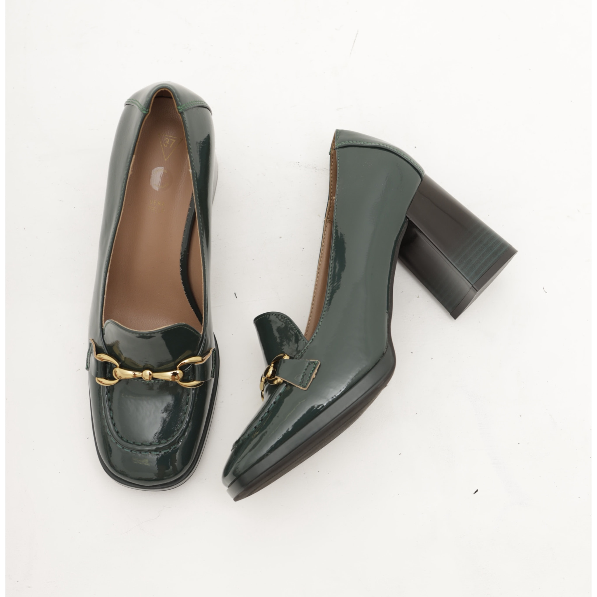 MOCASSINO MORSETTO TACCO CHOCOLA' VERDE