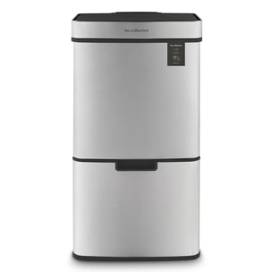 Papelera de Reciclaje N°1012 Les Collectors, 69Litros (47+11+11) 3 compartimentos, Acero inoxidable