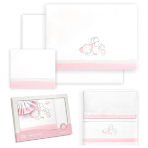 Triptico Minicuna Pasacinta Oso Elefante Globos Bco/Rosa