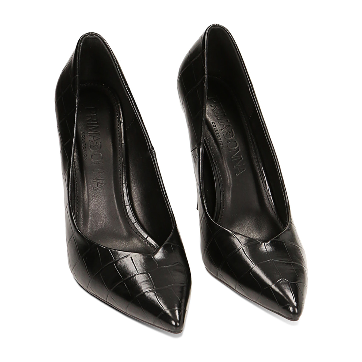 Décolleté nere stampa cocco, tacco 10,5 cm