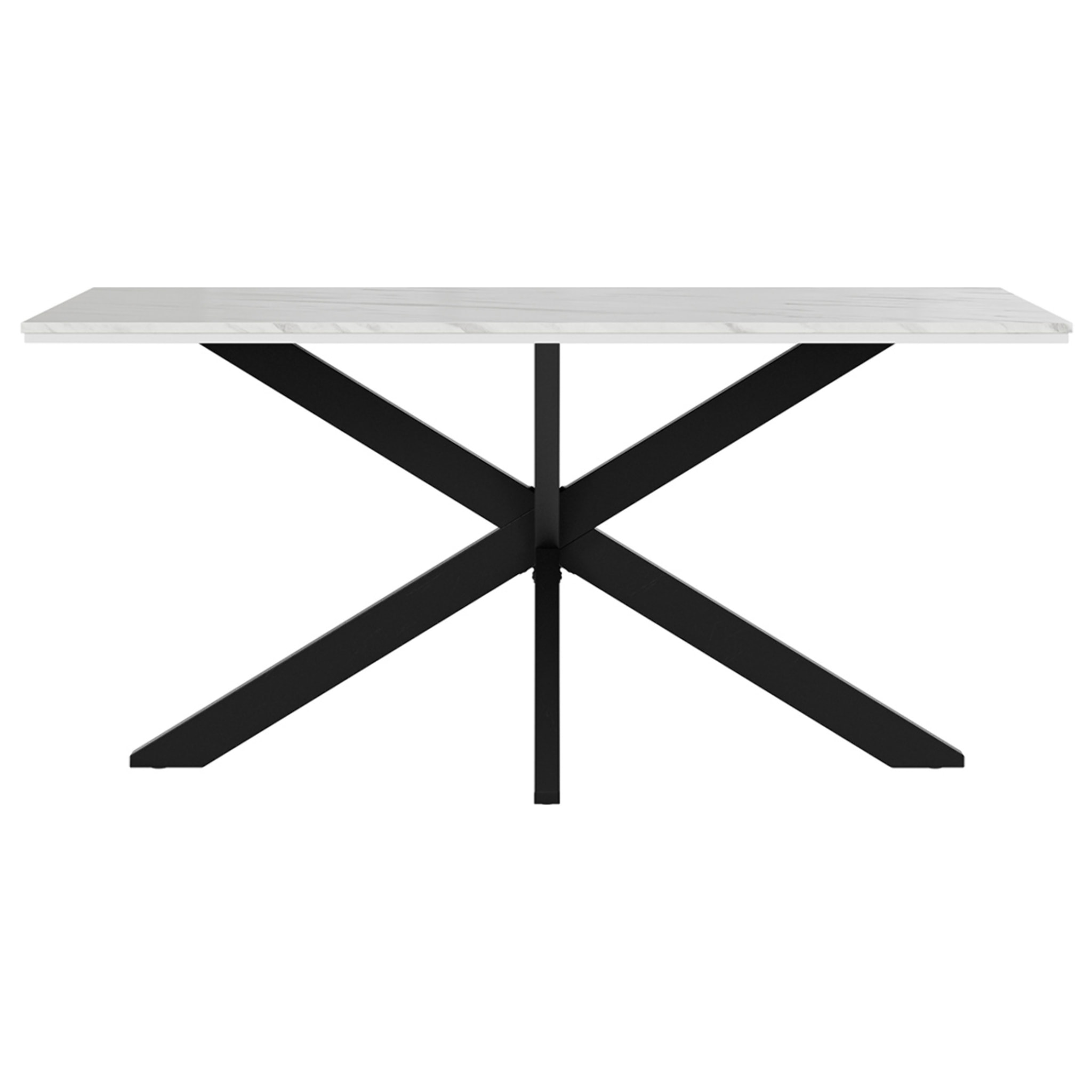 Tom - table à manger - plateau effet marbre - pieds en métal - 4 à 6 personnes - Blanc / Noir