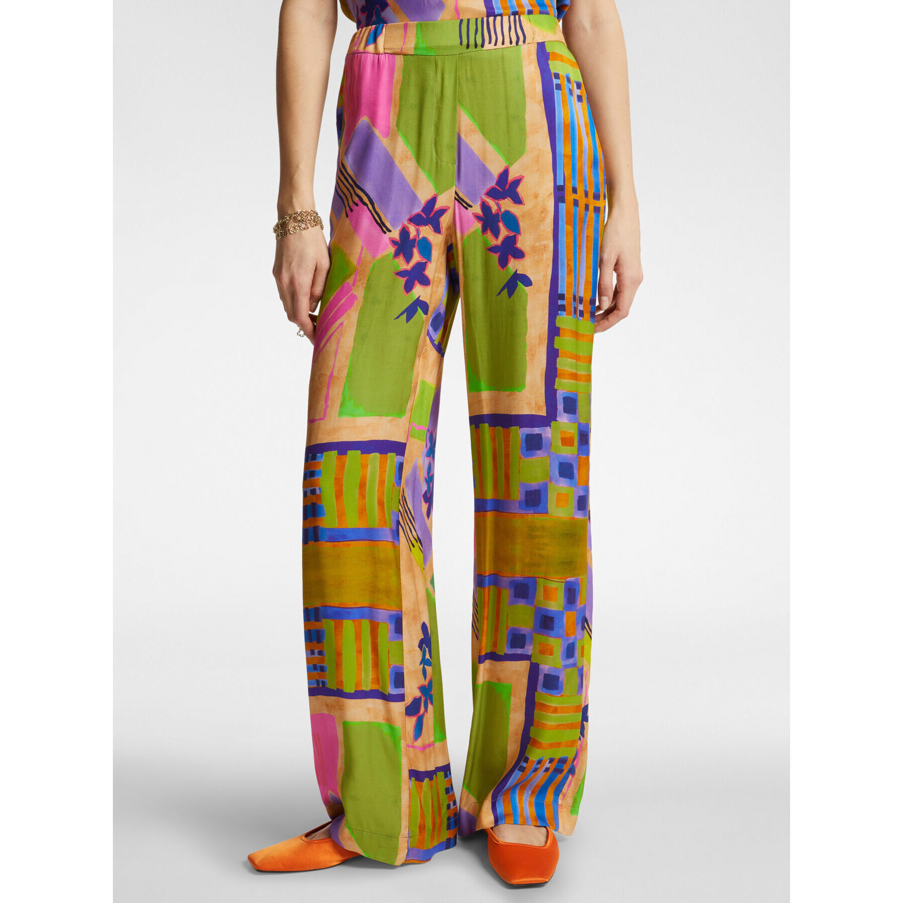 Elena Mirò - Pantalón recto estampado - Verde claro